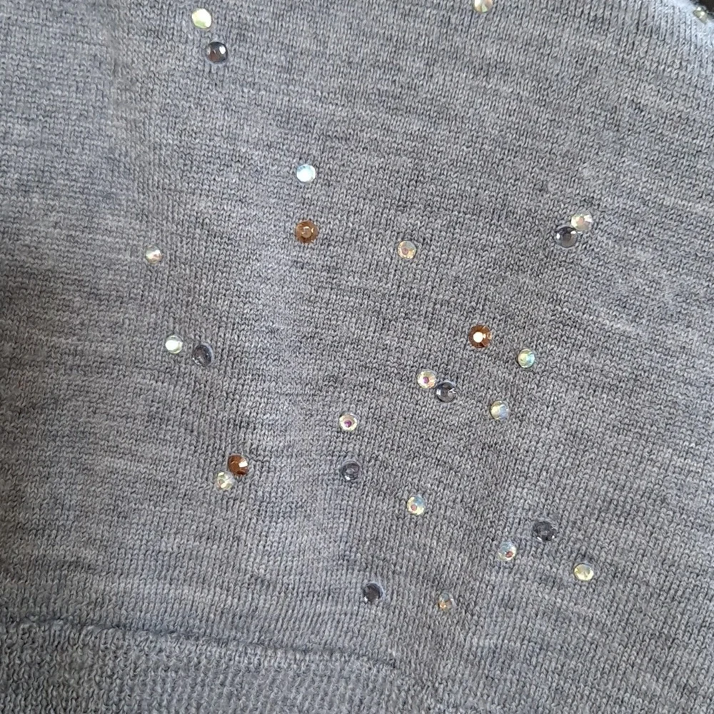 J. Crew Grey Embellished Tippi Glenn Plaid Sweater